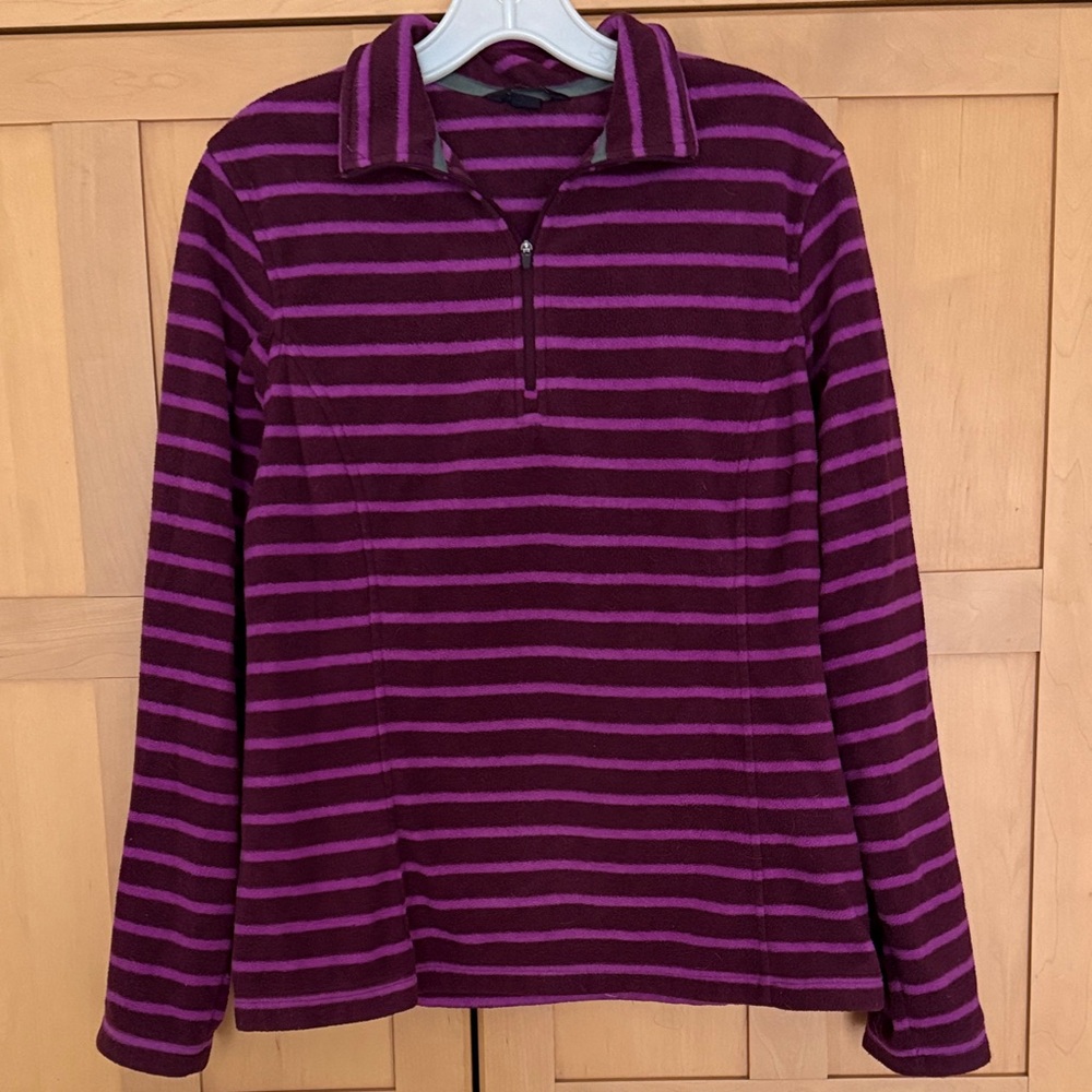 LANDS’ END Striped 1/2 zip fleece